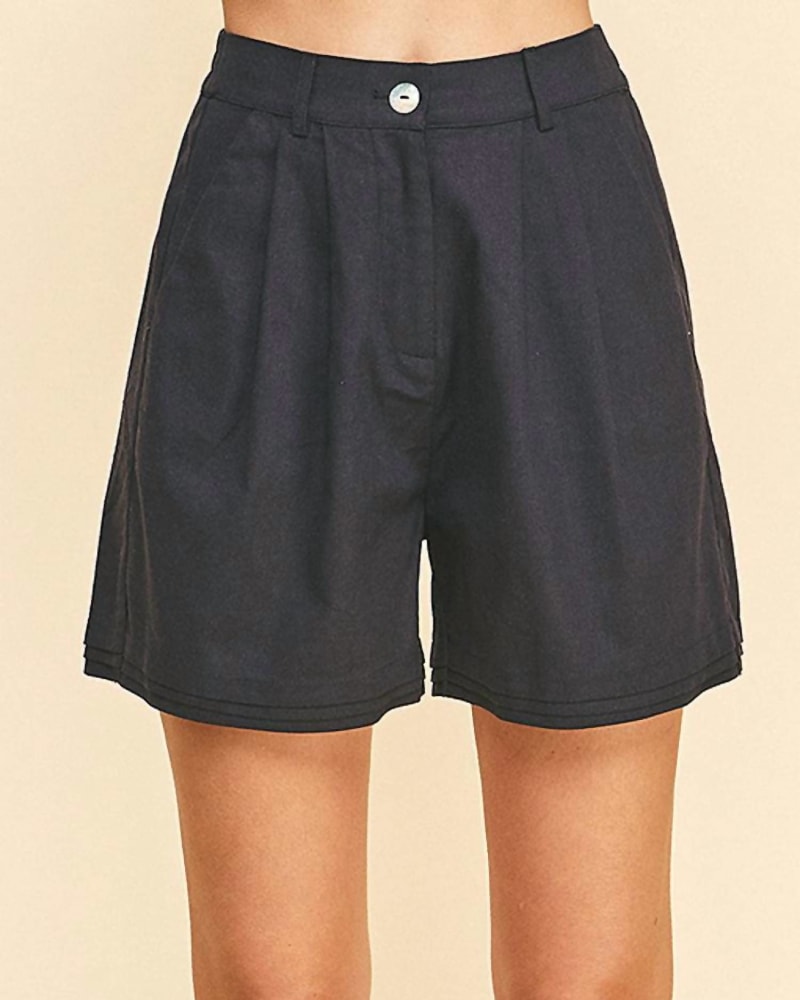 Front of a model wearing a size L Hilda Shorts In Navy in Navy by PINCH. | dia_product_style_image_id:360436